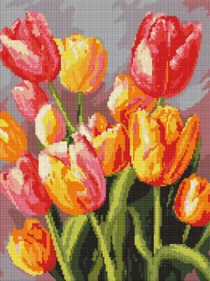 Алмазна мозаїка - Весняний букет з голограмними стразами (AB) ©art_selena_ua